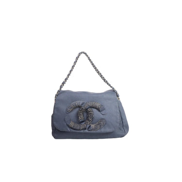 Chanel Blue Denim Disc Accordion Flap
